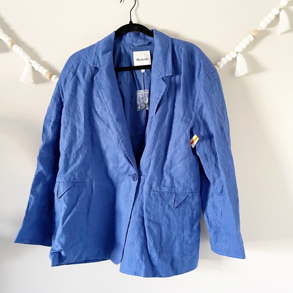 NEW Madewell Double-Breasted Crossover Blazer Jacket Notch Lapel Bluestone Large - Picture 6 of 7